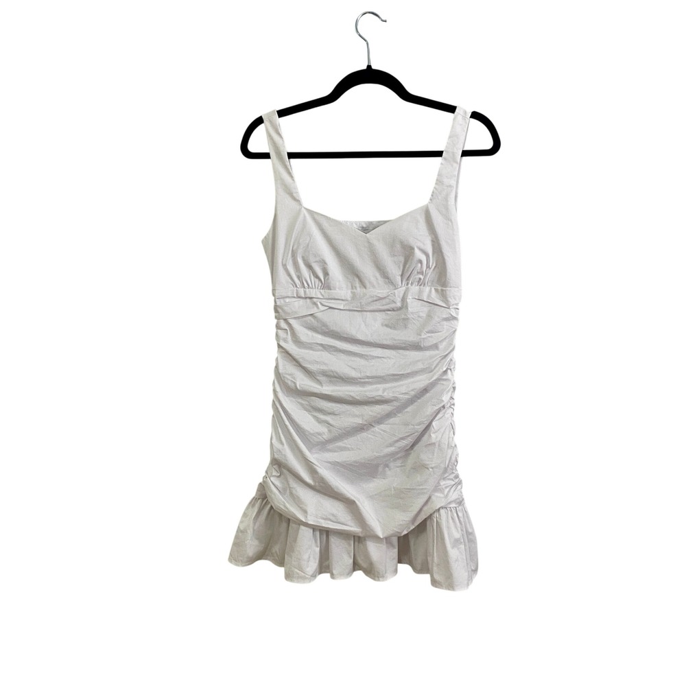 NWT MORE TO COME Revolve White‎ Ruched Ruffle Mini Dress Coquette Cottagecore